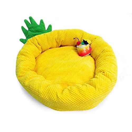 Soft Plush Small Cute and Cozy Food Dog Cat Bed (Pineapple)