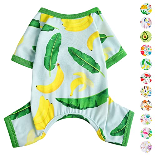 Dog Pajamas Pjs Spring Summer Dog Clothes for Small Dogs Girl (Banana / X-Large（16-20 lb))