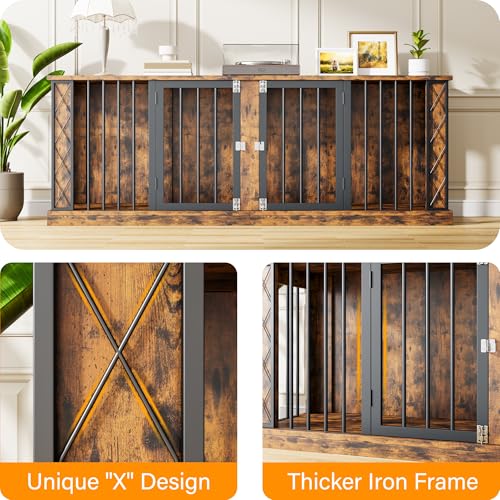 86.6" Double Dog Crate Furniture as TV Stand (Retro / 86.6"L x 23.6"W x 31.5"H)
