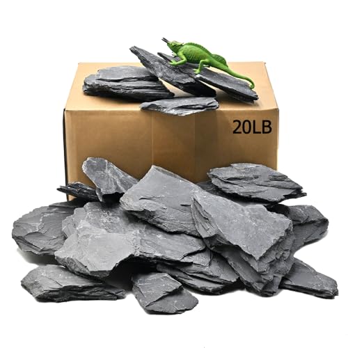 Fish Tank Rock Natural Slate Rocks 2 to 8 inch Aquariums Stone for Aquascaping (20lb（2-8''))