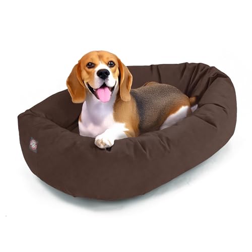 Suede Shredded Memory Foam Mix Calming Dog Bed Washable (Chocolate)