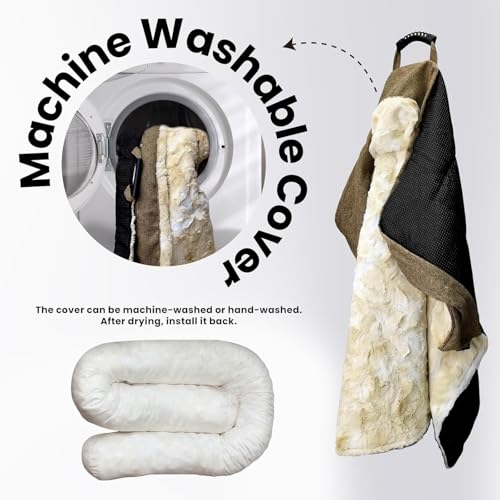 Calming Dog Bed for Couch with Tie (Tie-Dry Khaki / 41"L x 37"W x 5"Th)