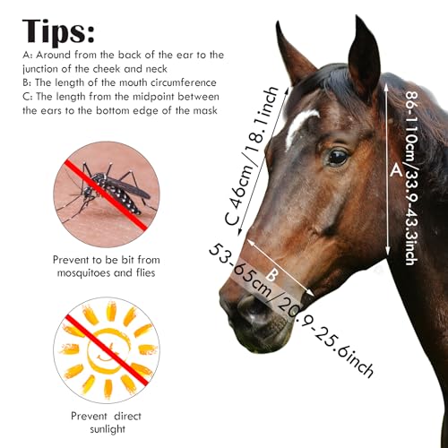 4 Pcs Horse Fly Mask with Ears Mesh Comfort (Large)