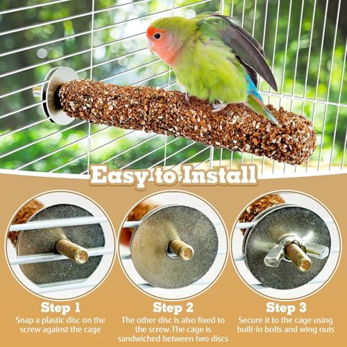2 PCS Natural Bird Perches Calcium Mineral Parakeet Chewing Toy Sticks Parrot Beak Grinding Stone Cage Accessories for Small Medium Budgie Cockatiel Conure Lovebird (Colorful / 2 PCS)