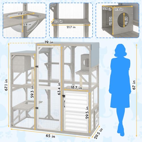 Catio Outdoor Cat Enclosure Large Walk (65.0"L x 29.5"W x 67.1"H)