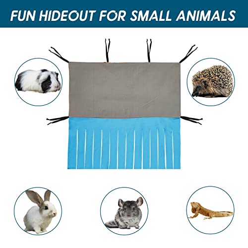 Guinea Pig Hideout Hideaway Corner Fleece Toys Cage Accessories (Blue Rectrangle)