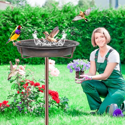 Metal Bird Bath for Outside Garden Birdbath Bowl (Retro Copper)