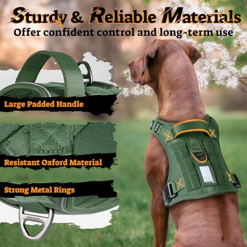 Tactical Dog Harness for Small Dogs (S(Chest:16.1"-31.5",Neck:15.4"-21.6",Back:7.1") / Green)