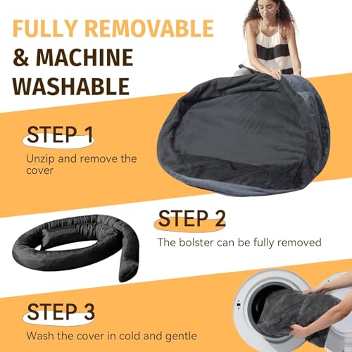 Waterproof Orthopedic Dog Bed for Large Dogs (Dark Grey / 44"L x 32"W x 7.5"Th)