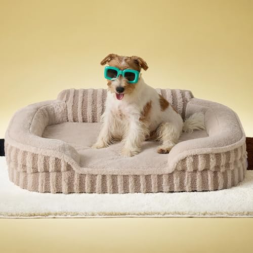 Cute Cozy High Back Orthopedic Dog Beds Medium Size Dog (28.0"l X 23.0"w X 6.5"th / Hazel)