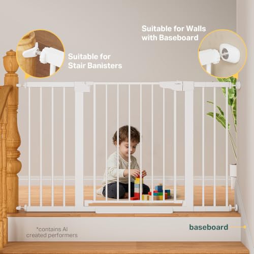 2-Pack 29.7-51.5 in Extra Wide Baby Gate for Stairs, Dog Gate White (White / 29.7-51.5"W x 30.5"H (2 Pack ))
