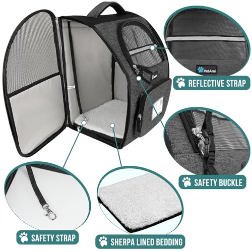 Dog Backpack Carrier Airline Approved Cat Pet Puppy Bag (Charcoal)