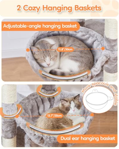 Heavy Duty Cat Tree (Sturdy-73IN / Light Gray)