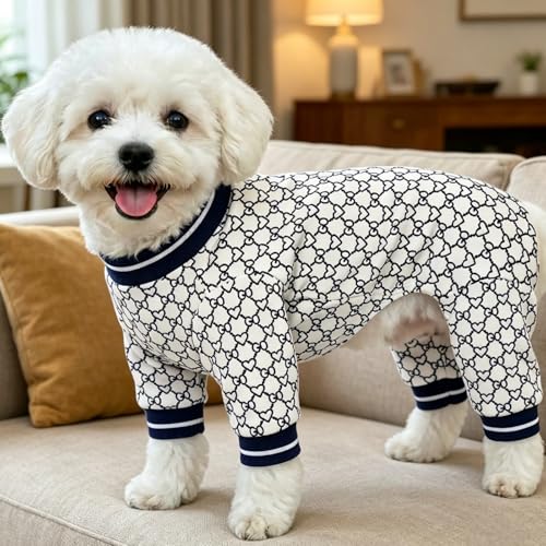 Dog Pajamas Onesie (01 Blue Heart / XL (15-20 lb) Chest: 19.7")