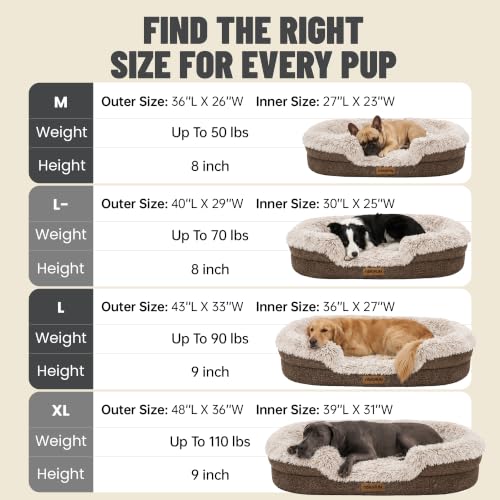 Fluffy Orthopedic Dog Beds Large Sized Dog (Coffee / XL(48", UP to 110lbs))