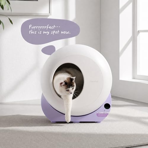 Automatic Litter Box Self Cleaning with 120pcs Waste Bags (Purple + 120pcs Trash Bags)
