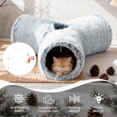 Plush Cat Tunnel (Light Grey / Small)