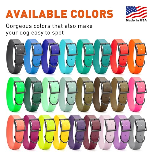 Biothane Waterproof Dog Collar Strong Coated Nylon Webbing with Black Hardware Odor (W1.5" x L20"-24" / Violet Purple)