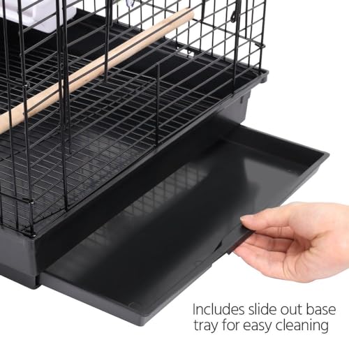 Open Play Top Travel Bird Cage for Conure Sun Parakeet Green Cheek Conure Lovebird Budgie Finch Canary (Black)