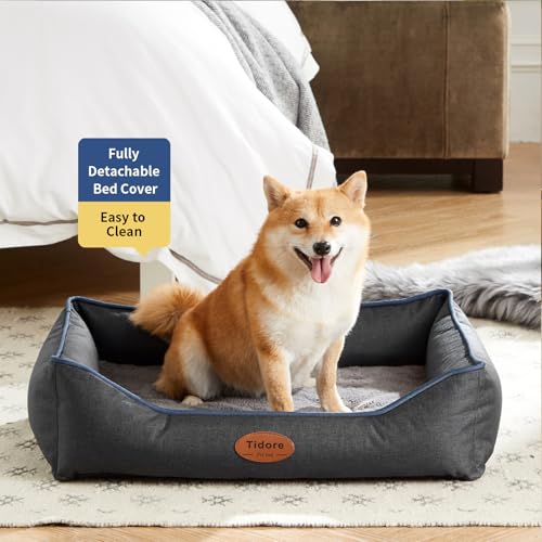 Orthopedic Dog Beds for Small Dogs (26.4"L x 21.7"W x 6.2"Th / Dark Grey)