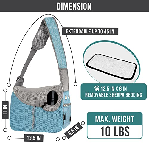 Dog Sling Carrier for Small Dogs (Teal Blue)