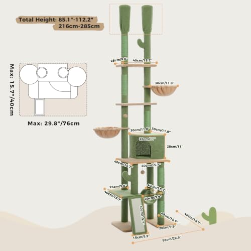 Adjustable Cactus Cat Tree 85 (Cactus / Dual Posts)