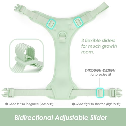 No Pull Dog Harness for Large Sized Dogs Puppy Vest No Choke (Light Green / XL(Neck:24.8-38.6", Chest:29.1-45.3"))