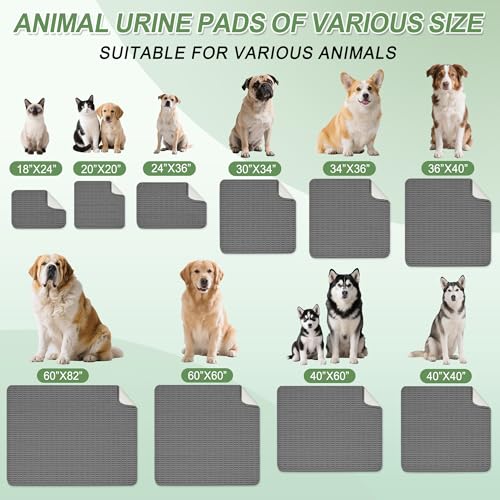 Washable Pee Pads for Dogs Puppy Pad (Dark Grey / 40"x60"(Pack of 1))
