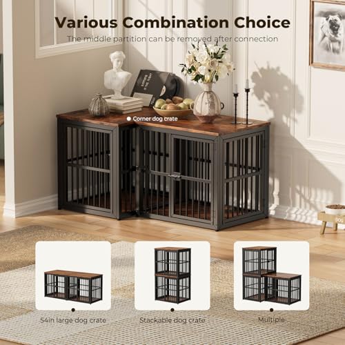 27'' Dog Crate Furniture with 3 Doors for Puppy Small Dogs (Brown / 26.9"L x 20.9"W x 24.0"H)
