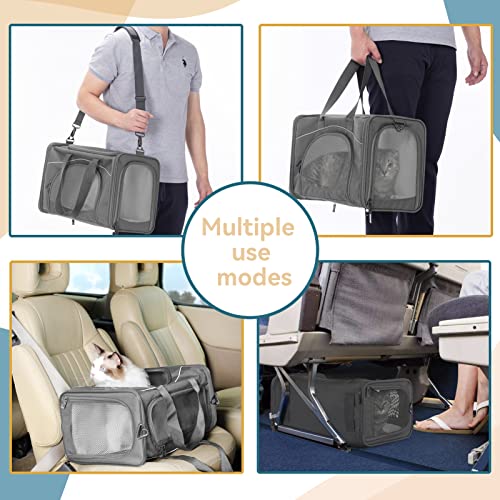Airline Approved Pet Carrier for Small Dogs & Cats (Grey / 19.0"L x 9.5"W x 12.0"H)