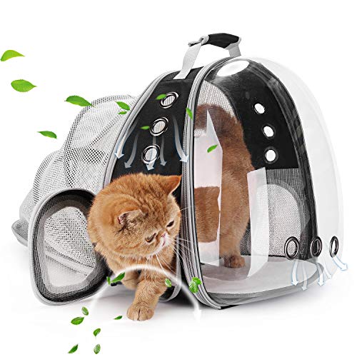 Expandable Bubble Cat Carrier Backpack (Back Expandable-Black)