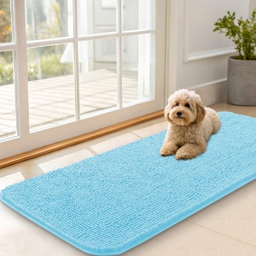 Dog Door Mat for Muddy Paws 47x20 (Blue / 47" X 20")