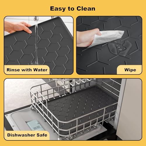 Silicone Dog Cat Food Bowl Mat (M-24''X16'' / Black)