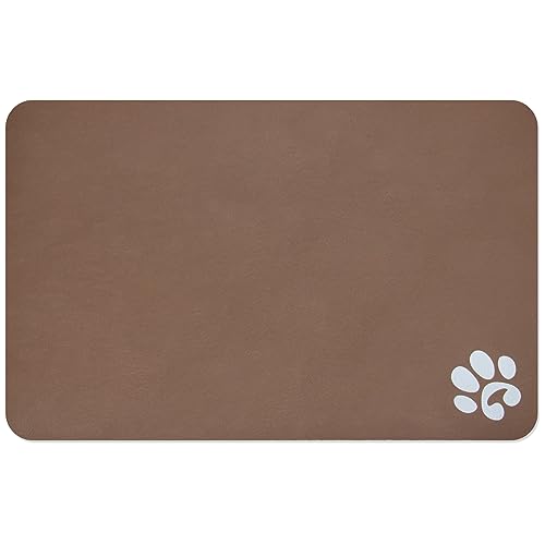 Pet Cat Food Mats (Brown & Footprints Logo / 24"L x 16.9"W)