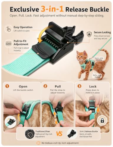 Cat Harness and Leash Set (H600 Pro Green / X-Small (4-6lb))