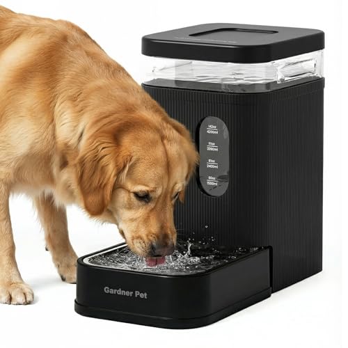1.7 Gallon Automatic Dog Water Dispenser with Stainless Steel Bowl (Black / 1.7 Gallon)