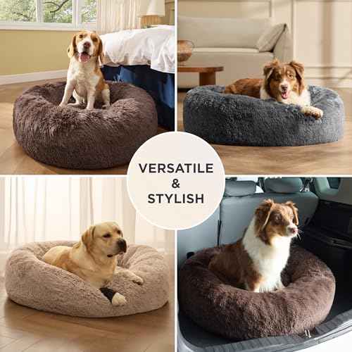 SupportMax® Calming XL Dog Bed Extra Large Washable Pet Bed (Navy / XL(42x42x9))