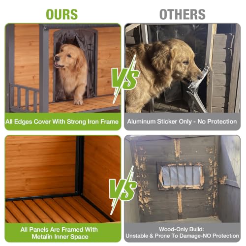 Heated Dog House Outdoor Dog Kennel with Heater & Insulated Liner for Winter Large All