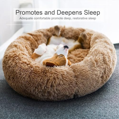 Dog Bed Cat Calming Bed (Camel / 44.0"L x 44.0"W x 7.0"Th)