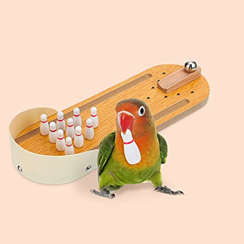 10 Pcs Bird Training Toys Parrot Intelligence Accessories Include Bowling Basketball Toy Rings Shopping Cart Skateboard Bell Ball for Parakeet Cockatiel Macaw Parrot
