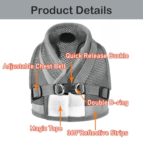 Cat Harness and Leash Set (S (Chest: 9" - 11") / DarkGrey)