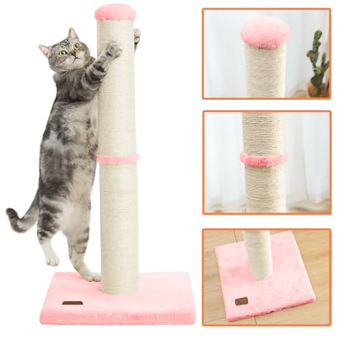 34" Tall Cat Scratching Post with Sisal Rope for Indoor Cats Pink (Pink)
