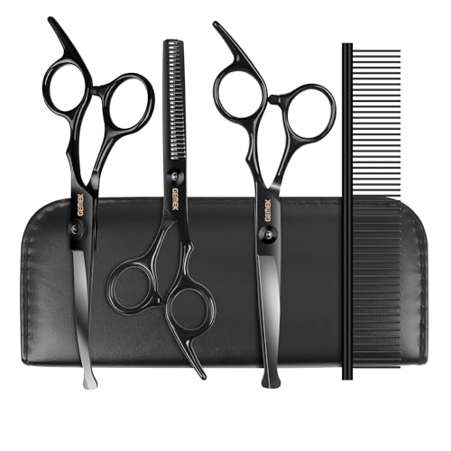Dog Grooming Scissors Kit with Safety Round Tips (Charcoal)