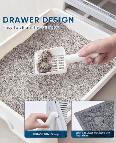 Cat Litter Box with Litter Mat and Scoop (Grey)
