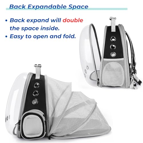 Expandable Bubble Cat Carrier Backpack (Back Expandable-Black)