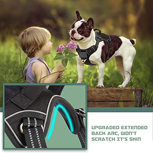Tactical Dog Harness for Small Dogs No Pull (Black / S(Neck:13-16", Chest:15-23"))