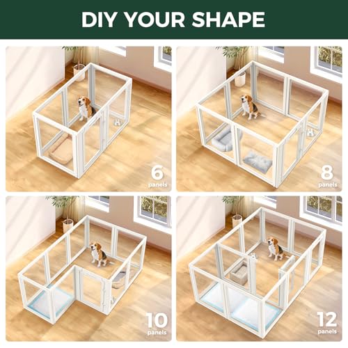 AuraSpace Clear Acrylic Indoor Dog Playpen (White / 35"H)