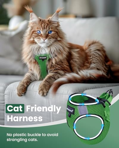 Cat Harness and Leash Set (Neon Green / S(Chest 8-10"))