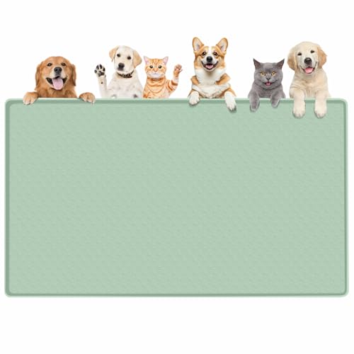 Dog Food Mat 51''x25.6'' Extra Large Dog Mat for Food and Water (51"L x 25.6"W / Green)