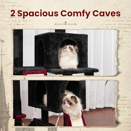 Cat Tree 71'' Tower for Large Cat with Scratching Post (71 inches / Black and Red)